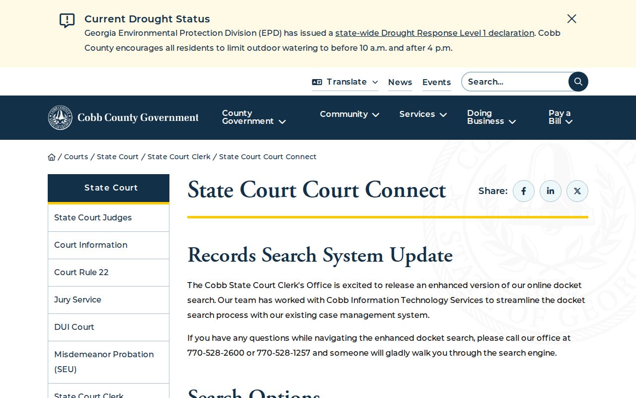 Cobb County criminal court cases State Court Connect access