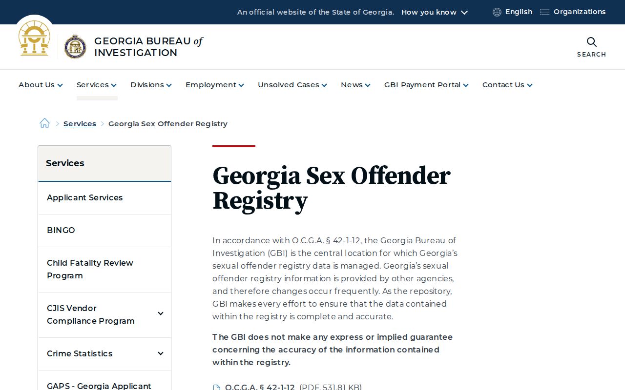 Georgia Sex Offender Registry gateway for Cobb County searches